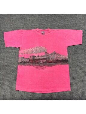 Vintage 1990S Durango Silverton Narrow Gauge Railroad T-Shirt XL Rare Men’s Pink